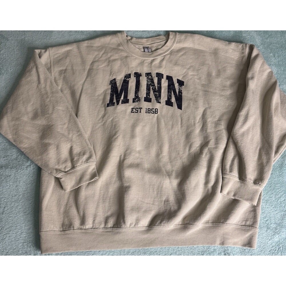 Minnesota Pullover Sweatshirt Adult Crewneck Beige 2XL Long Sleeve
